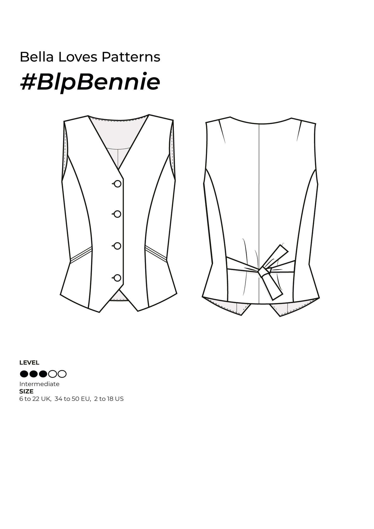 BENNIE VEST – PDF SEWING PATTERN – Bella loves patterns
