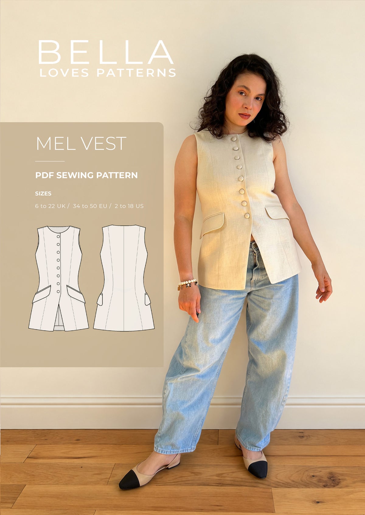 MEL TAILORED VEST – PDF SEWING PATTERN - Bella loves patterns