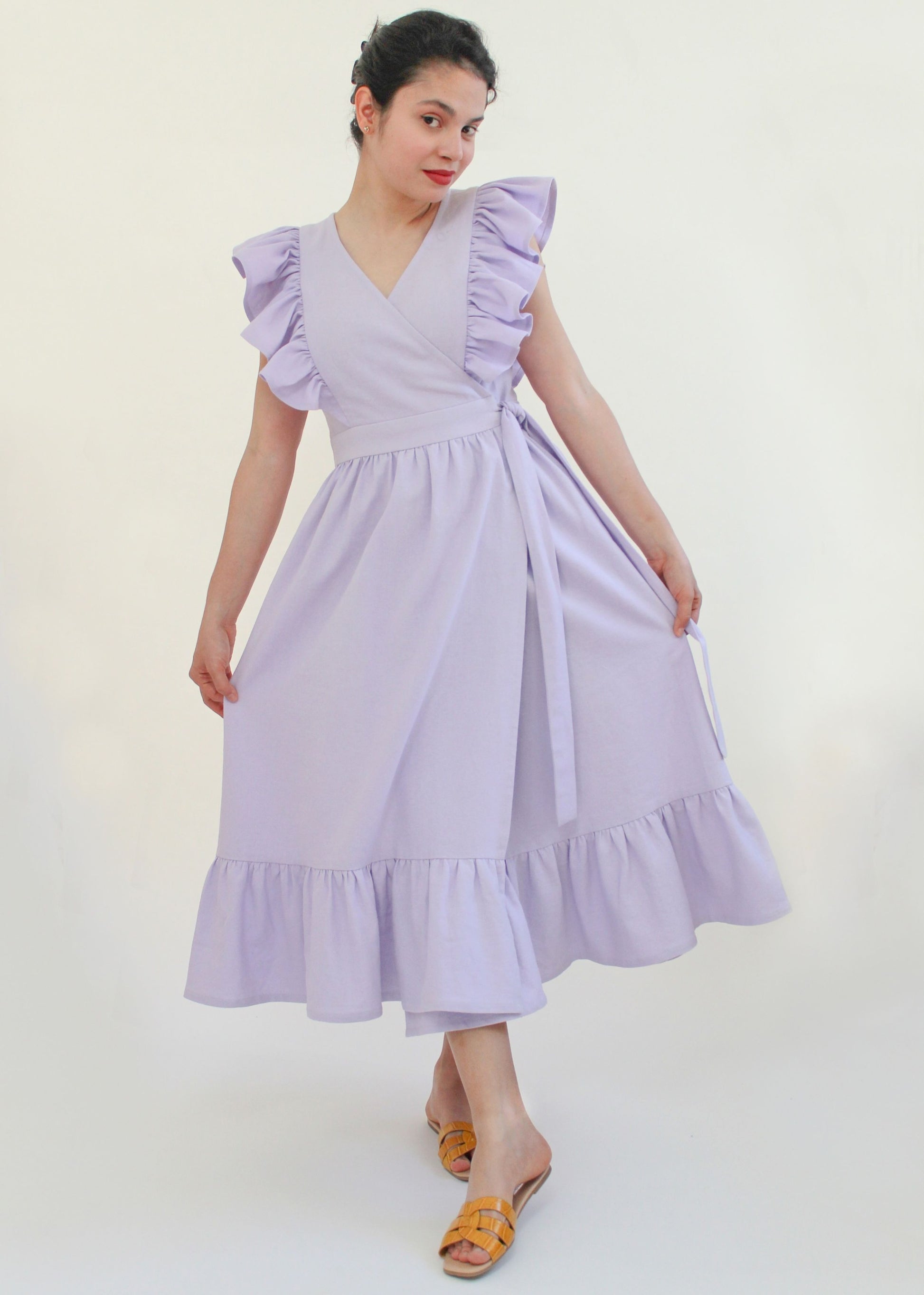 High Waist Ruffle Hem Maxi Dress Sewing Pattern 