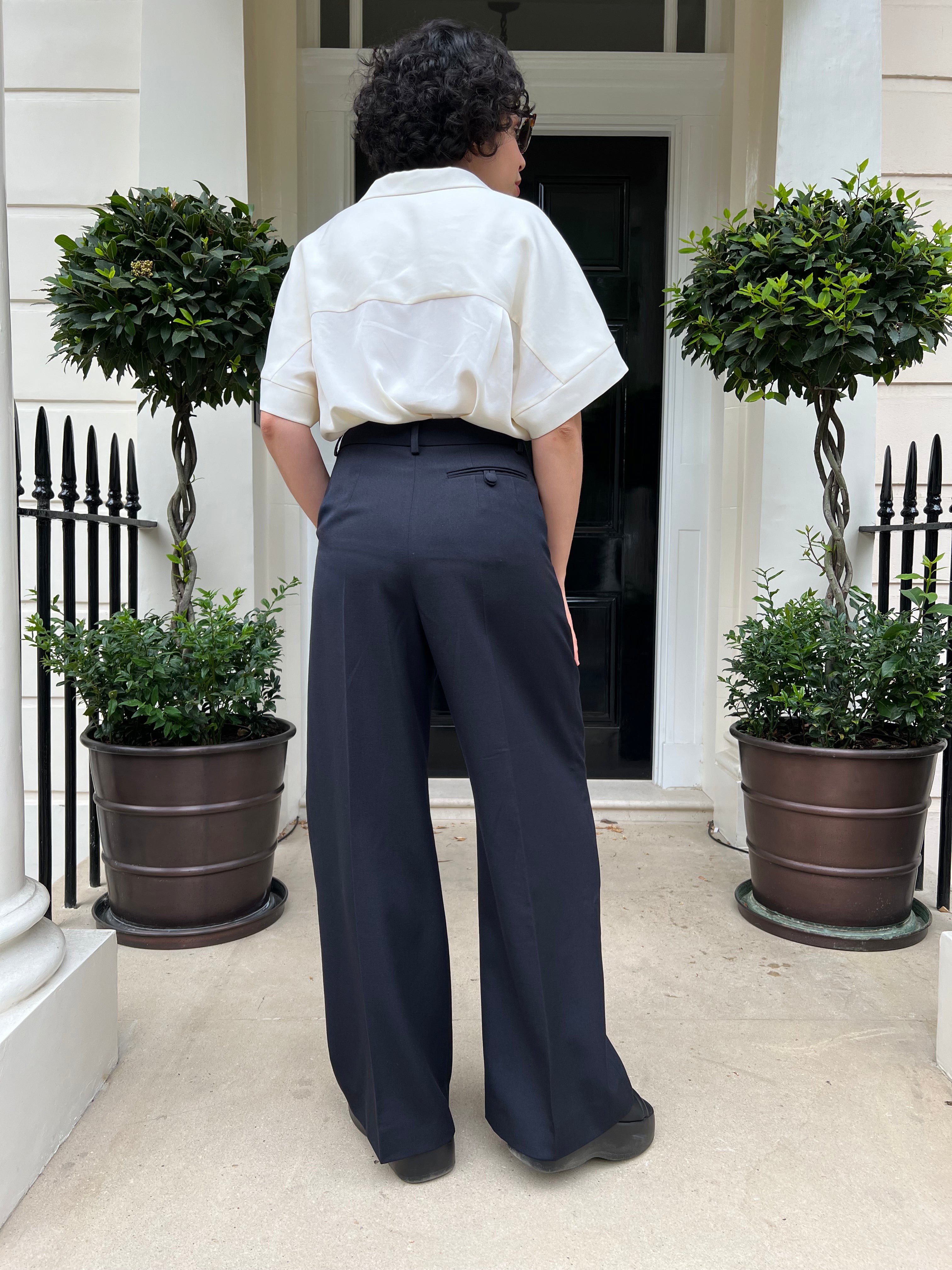 Sewing Pattern for womens fashion palazzo pants with slanted pockets and  side zip closure  sistermagpatterns