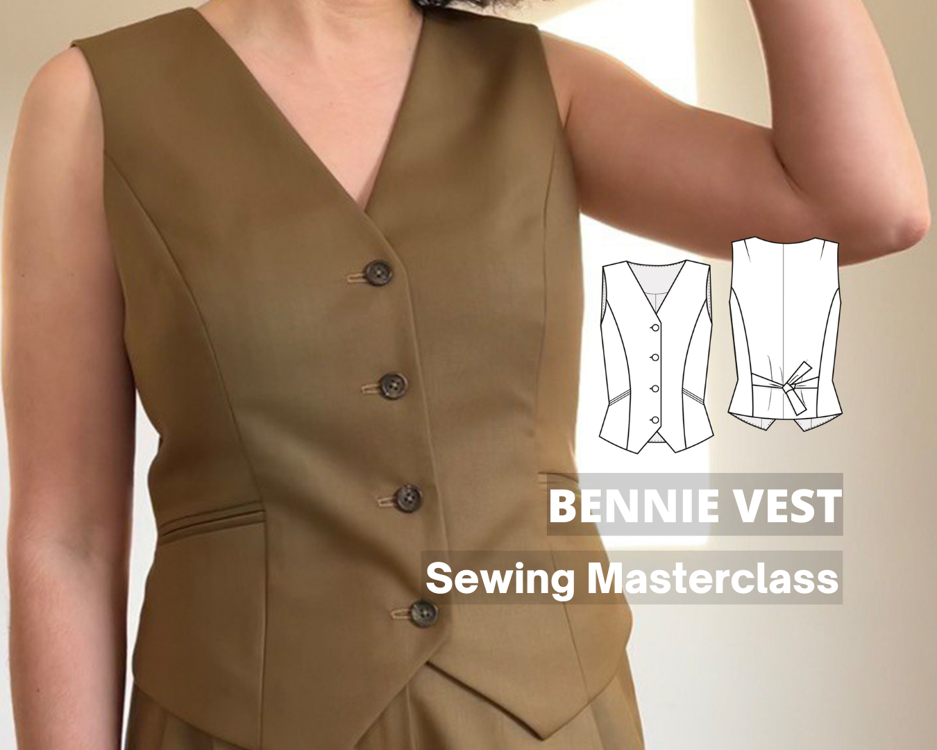 Marlene V-Neck Vest Sewing Pattern by Dressmaking Amóre