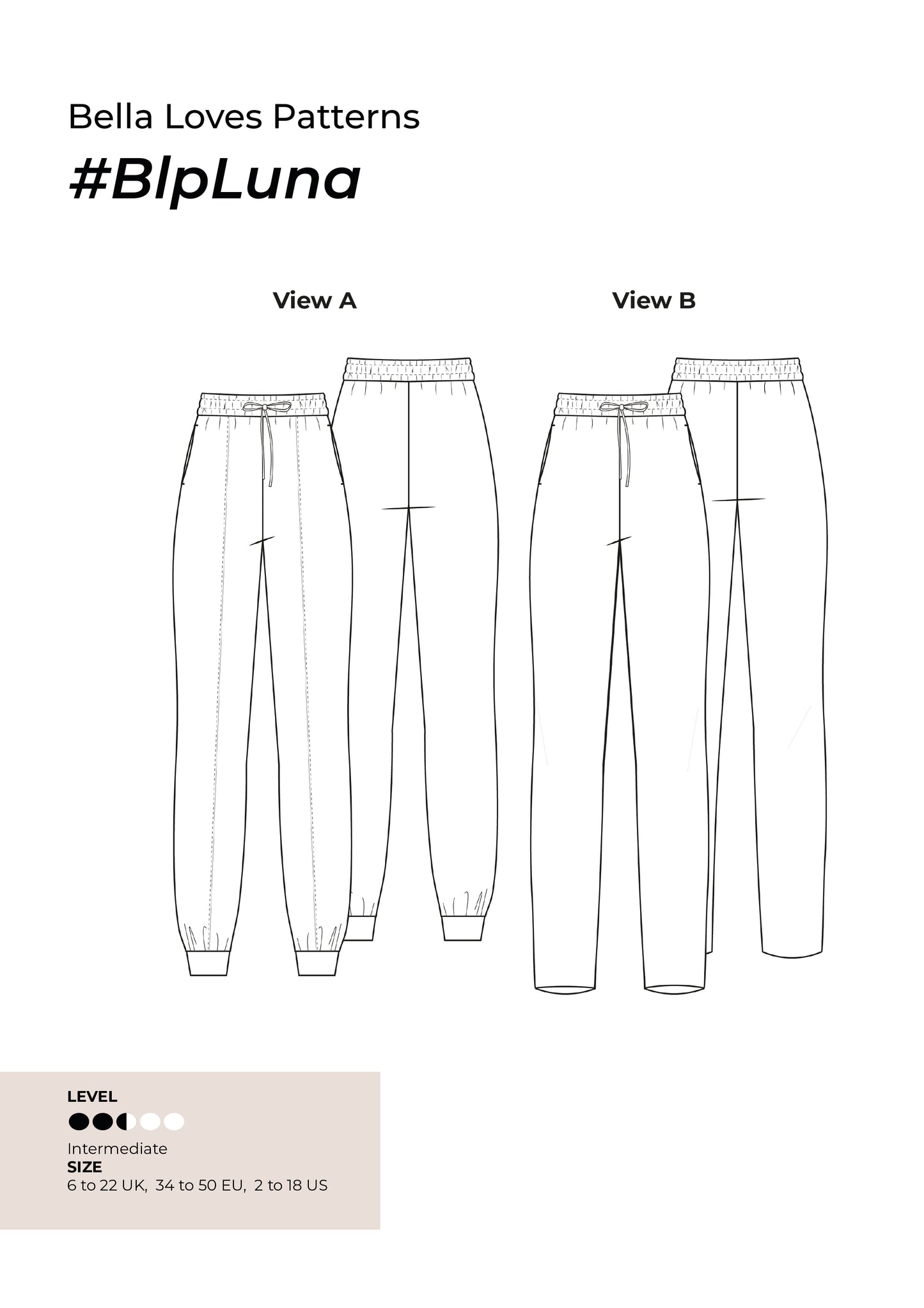 LUNA JOGGERS – PDF SEWING PATTERN - Bella loves patterns